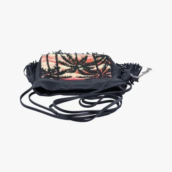 Saint Laurent Yves Helena Fringe Bucket Multicolor Canvas Shoulder Bag - Picture 5 of 10